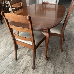 Dining Table Set – Solid Wood – 6 Chairs + 2 Leaves
