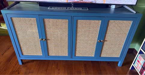Buffet cabinet rattan media storage