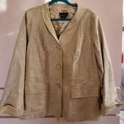 Bradley Leather Suede Beige Lined Jacket - 1X