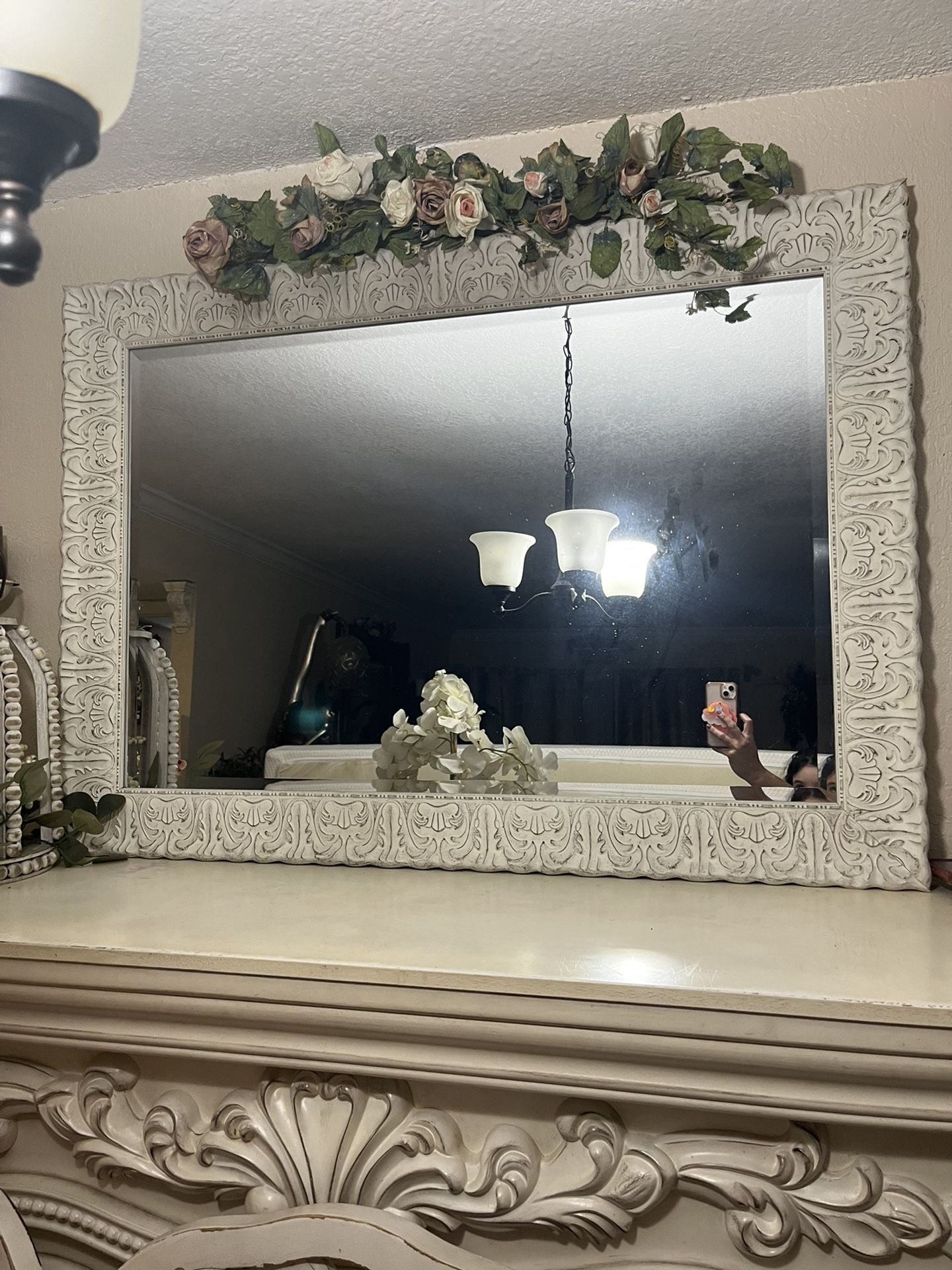 Espejo De Pared Estilo Antiguo Blanco &100