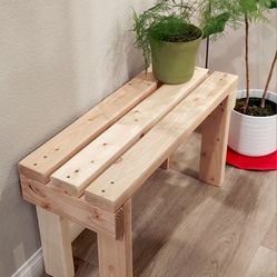🌱Solid Wood Bench ::: 17"H X 30"W X 12"D (3 Planks) ::: Natural