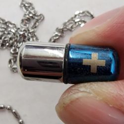 3 Emergency Pill Necklaces Pendants Stainless Steel Medical Cross