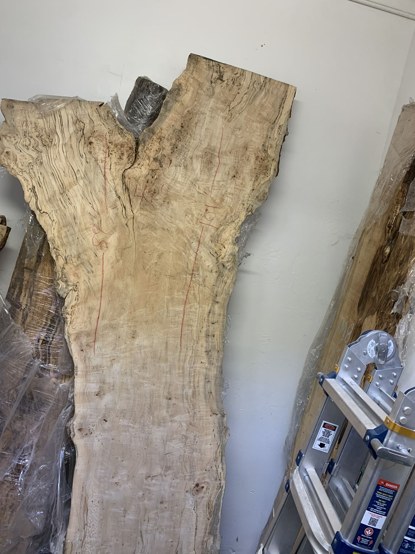 Silver Spalted Maple Dining Table Slab 2 1/8 Thick. Flattened On Both Sides. 33” On The Small End And 44” On The Crotch. Length Is 89” To 101”