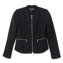 Forever 21 Women's Black Textured Zip Front Jacket Gold Hardware Size Medium