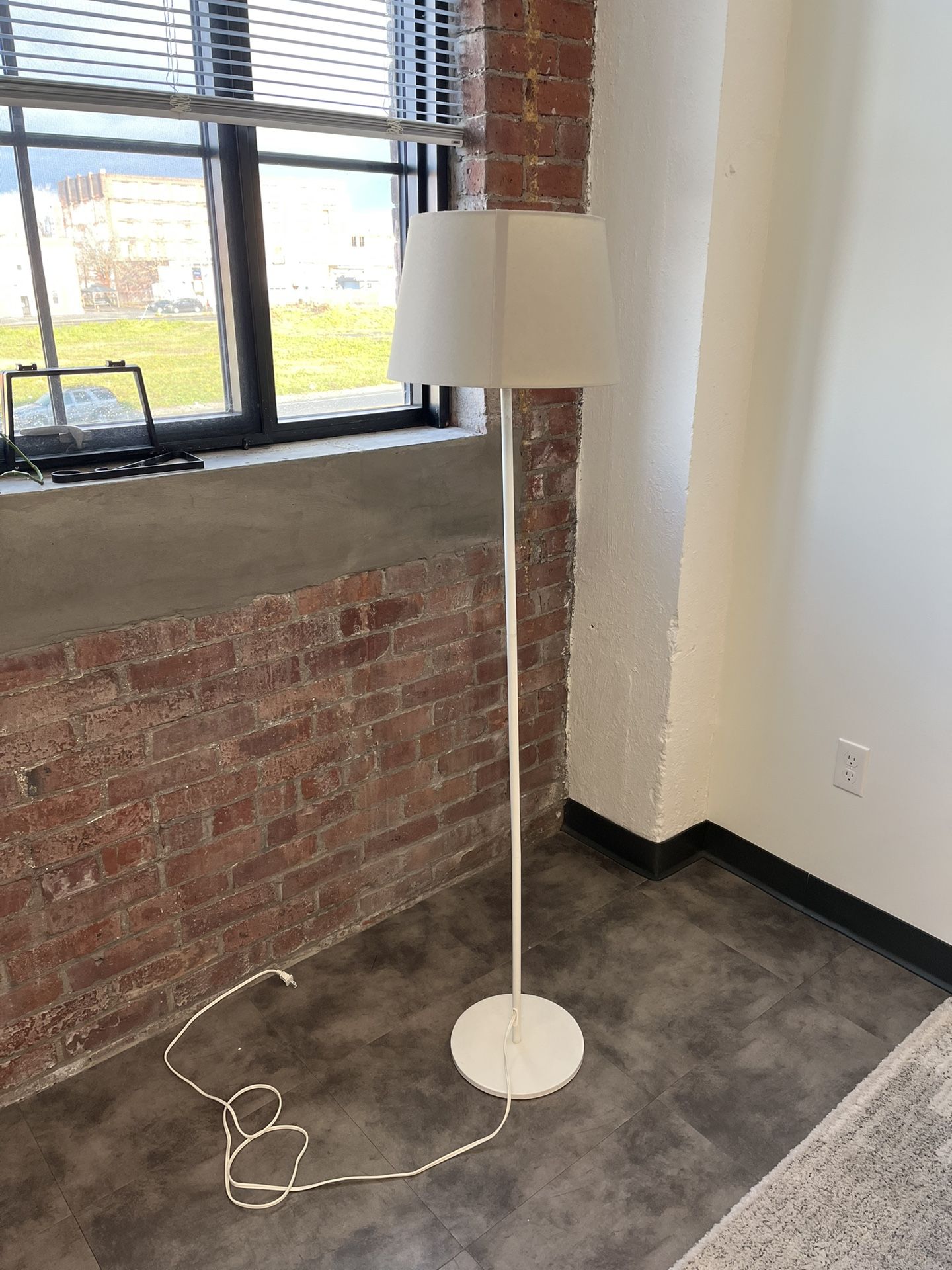 White lamp with lampshade