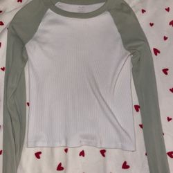 brandy melville green and white baseball tee