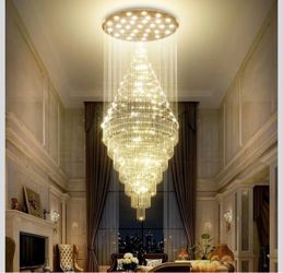 Large Crystal Tiered Pendant Chandelier