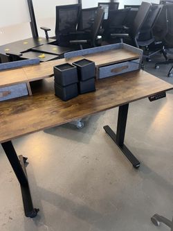 Standing Desk with Drawers, Adjustable Height Standing Electric Standing Desk with Storage Shelves and Splice Board