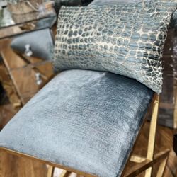 Teal velvet X Side Stool 