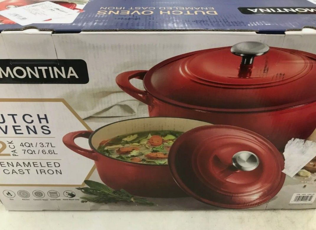 Tramontina Enameled Cast Iron Dutch Oven, 2-Pack in Red