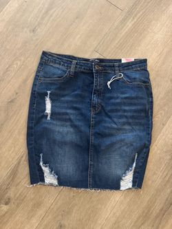 JAX Jean Distressed Denim Mini Skirt