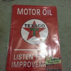 Motor Oil Texaco Metal Sign Lot Of 2