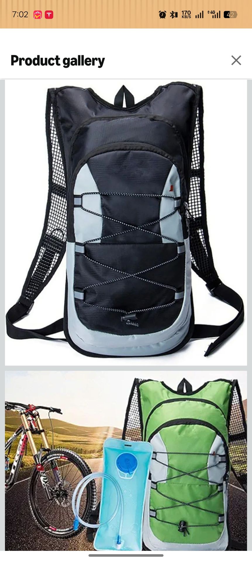 Hiking Water Bag Backpack 2L Water Bag Set, Quick Drying and Splash Proof, Suitable for Running, Cycling, Hiking and Mountaineering