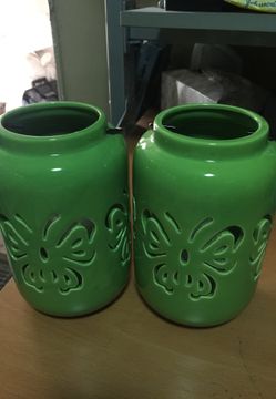 Two green Led candles