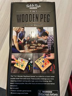 7-in-1 Wooden Peg Board Games – Like New