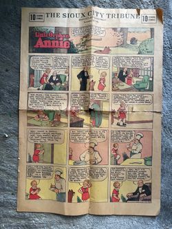 Complete 1930 Sioux City Tribune Newspaper with Little Orphan Annie Comic, Vintage Americana Historic Collectible