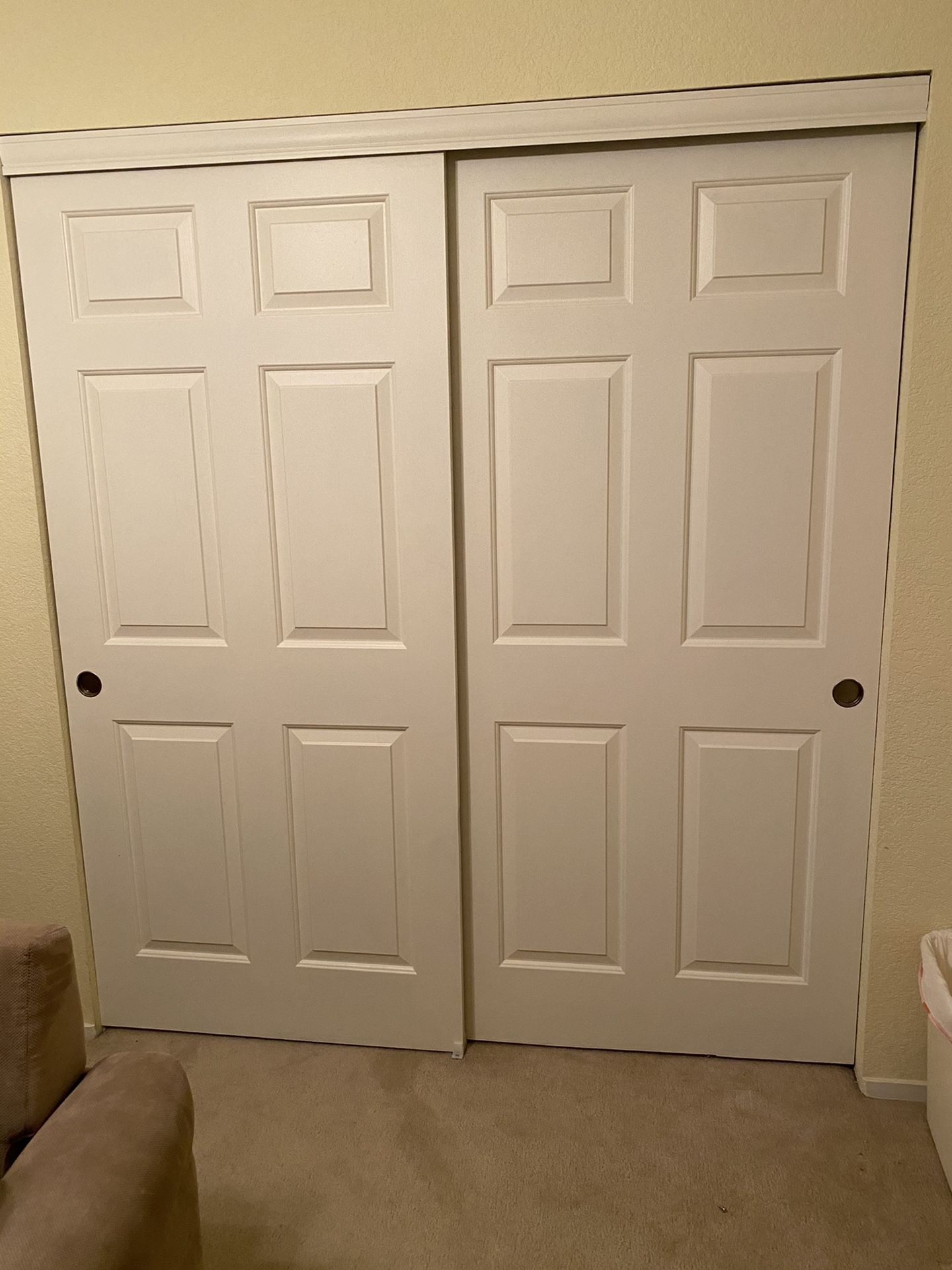 White Wood sliding closet doors