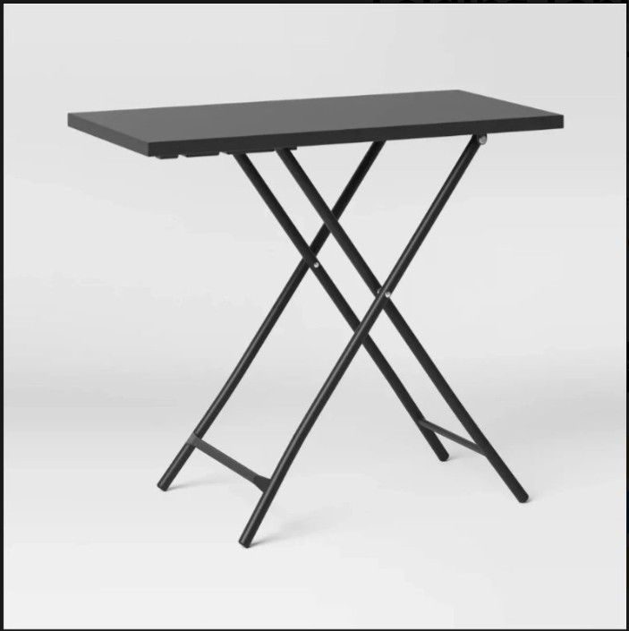 Folding Table- Indoor/Outdoor- Adjustable Height-Steel- by Room Essentials- Black