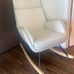 Rocking chair, white wood glider 