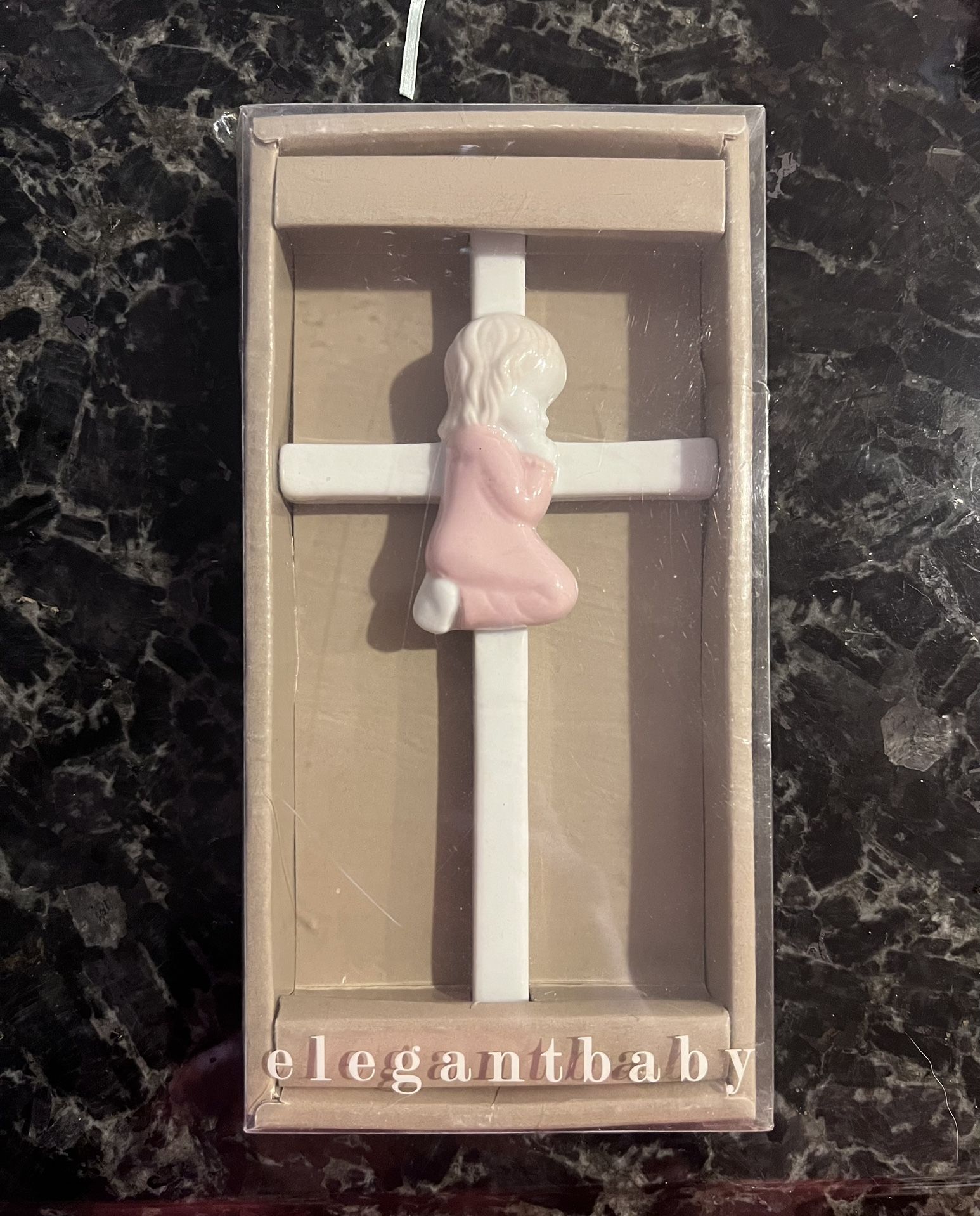 Baby Girl Wall Cross Porcelain - Elegant Baby