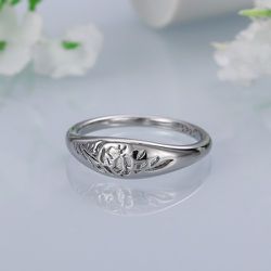"925 Silver Plated Flower Carved Unique Vintage Rings for Women, L027