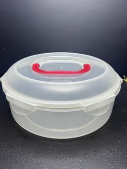 lock & lock round container - red handle 12" HSN 954H 23 cup - new