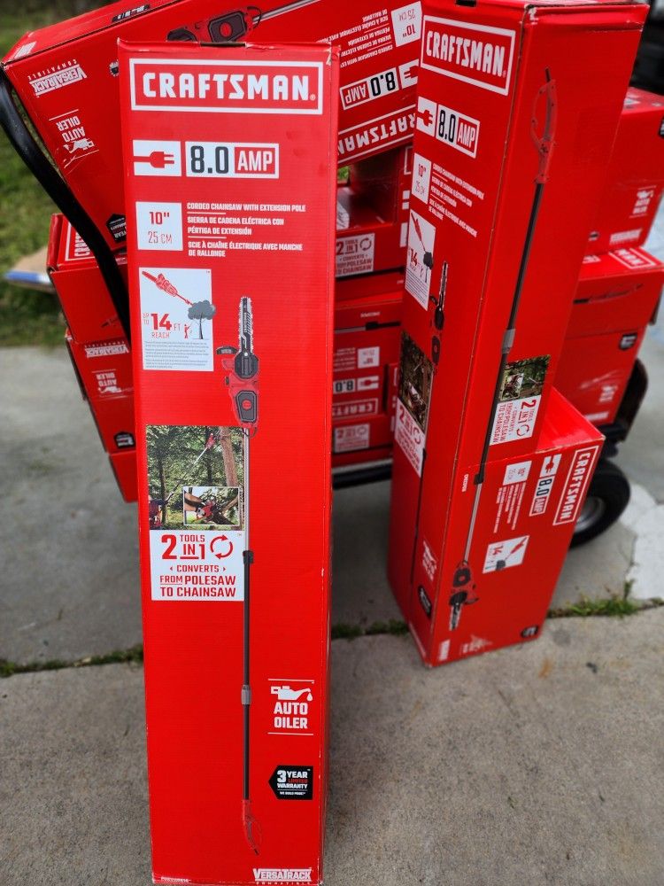 Craftsman 8 Amp 10-in. Corded Pole Chainsaw With Extension Pole (New, Electrica)