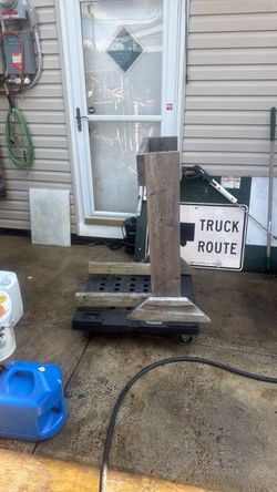 Custom made outboard engine stand on wheels heavy duty