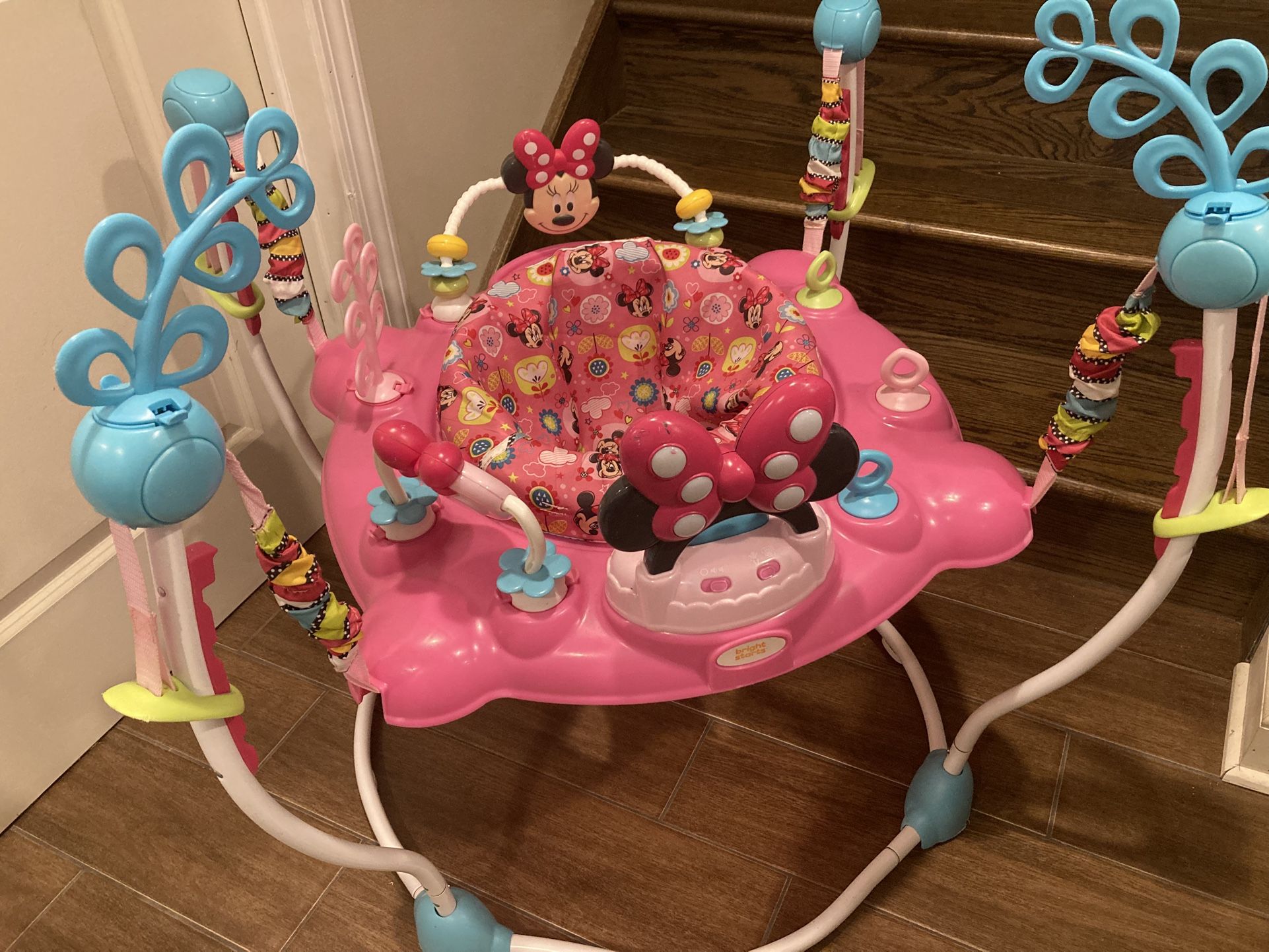 Save Big Money Versus New!! Bright Starts Disney Minnie Mouse Adjustable height Activity Bouncer