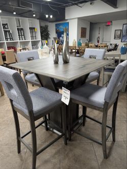 Antique Grey 5-Piece Counter Height Pub Dining Set