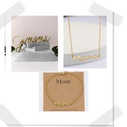 3 pcs Set Gold Mama Necklace, Wristband & Key Chain Mothers Day Gift Birthday Gift 