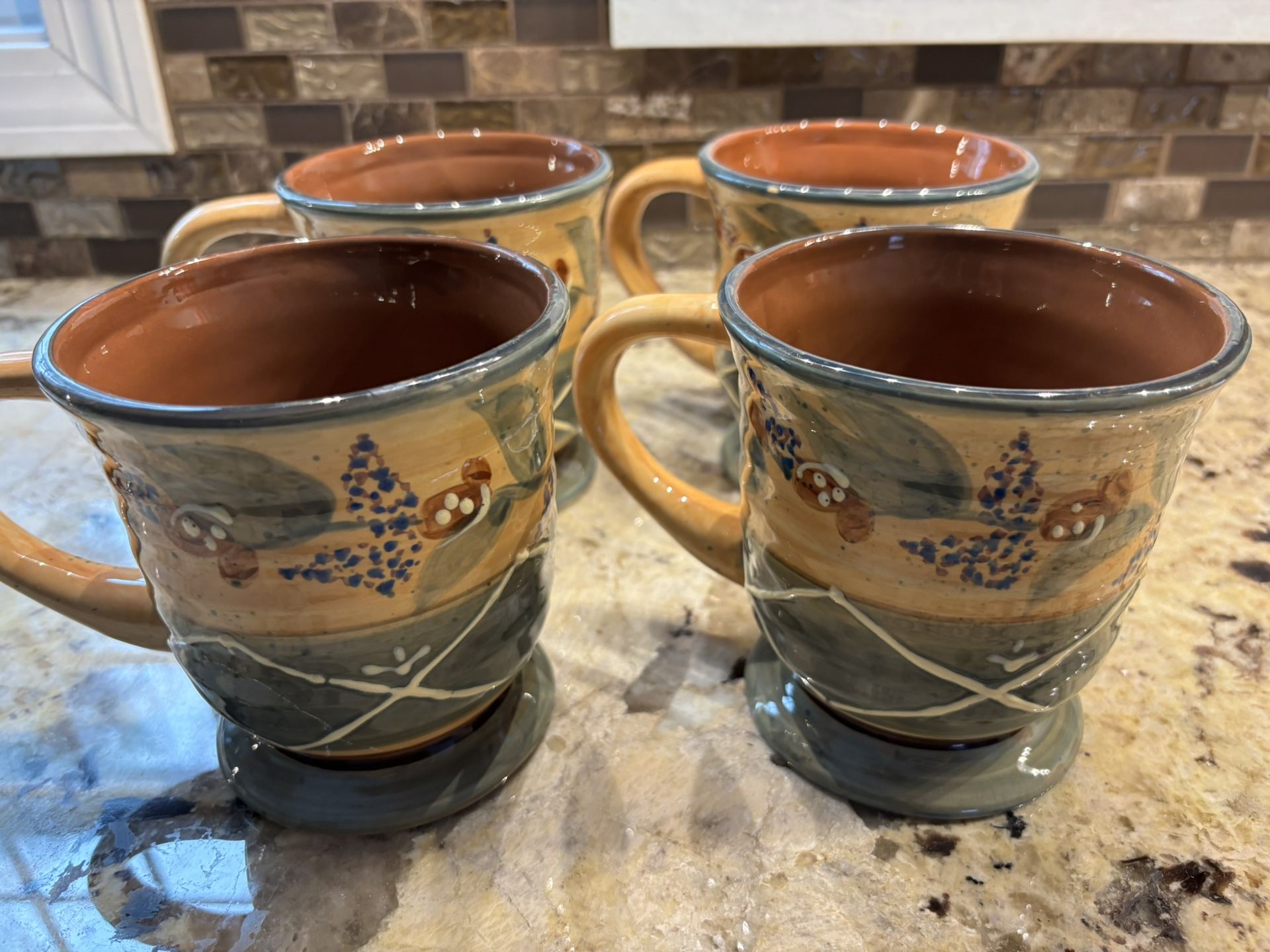 (4) Vintage Large Coffee Mugs - Chaumiere By Nanette Vacher For Centrum
