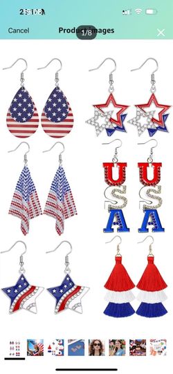 Brand new in box 【6 Pairs】 American Flag Earrings USA Drop Earrings 4th of July Accessories for Women Fourth 4th of July Outfits for Women Patriotic e