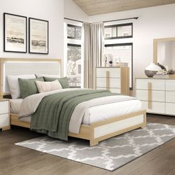 Natural Wood And pure White 4 Piece Bedroom Set 