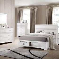4 Pc Queen Bedroom Set Queen Bedframe Dresser Mirror Nightstand