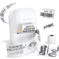 Label Maker Machine with Tape, A421 Bluetooth Label Portable Thermal Printer for Small Business & Home, Inkless Printer for Barcode, Address, Office, 