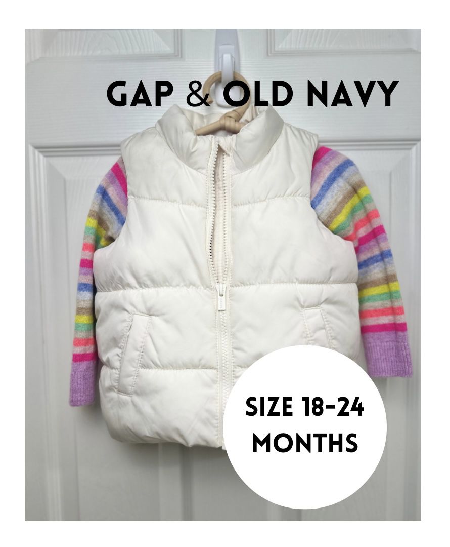 BABY GIRL Gap Sweater & Old Navy Puffer Vest | Size 18-24months