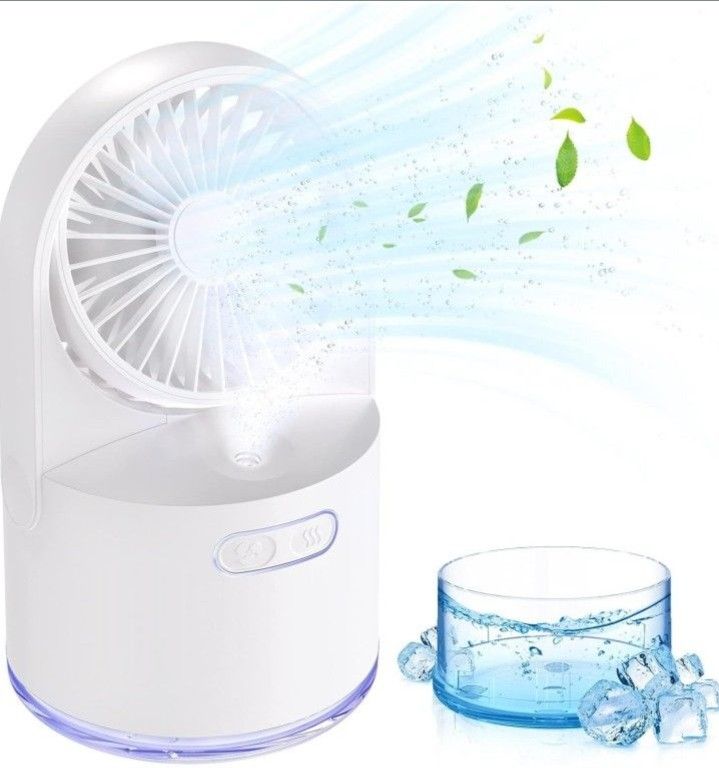 Table Misting Fan, toberto Small Desk Water Bottle Household 3 Speeds Cooling Spray Fans