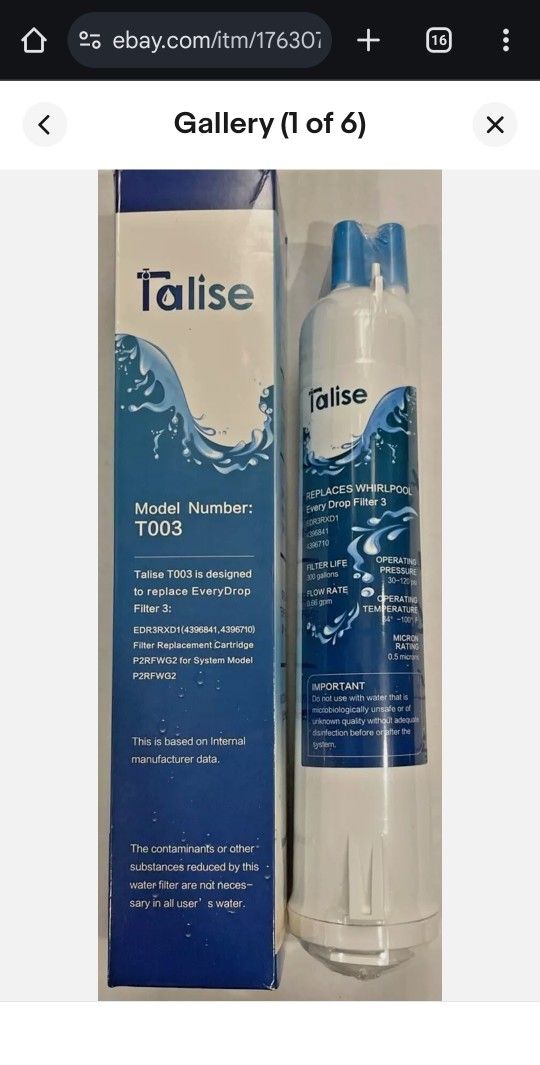 Talise T003 Compatible Replacement EveryDrop Filter 3