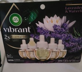 Air Wick Vibrant Plug-In Scented Oil Air Freshener Warmer Refills, Lacender & Waterlily (5 Count)  For $10