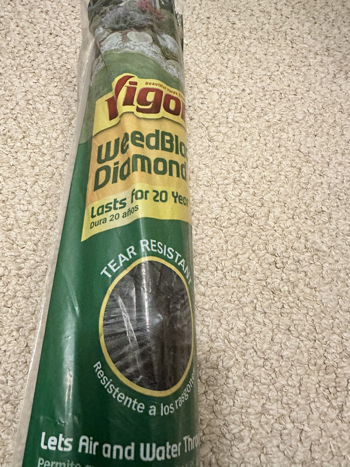 New unopened Vigoro's 3 ft. x 50 ft. Weed Control Diamond weed barrier landscape fabric