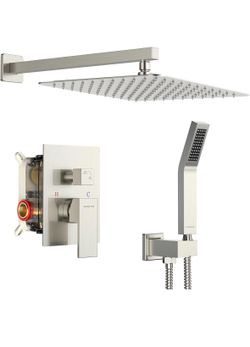 SR SUN RISE 12 Inch  Rainfall Shower Head System Wall Mounted Brushed Nickel