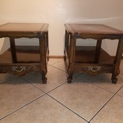 2 Solid Wood End Tables with drawers