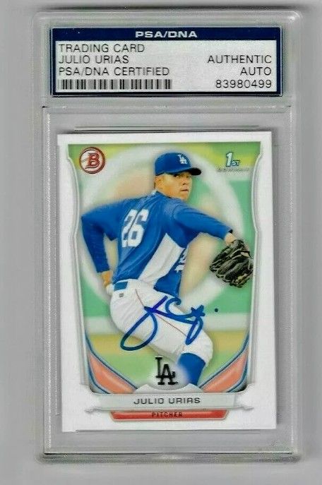2014 Bowman Julio Urias Signed #BP6 Rookie RC PSA DNA Slab Authentic Autograph