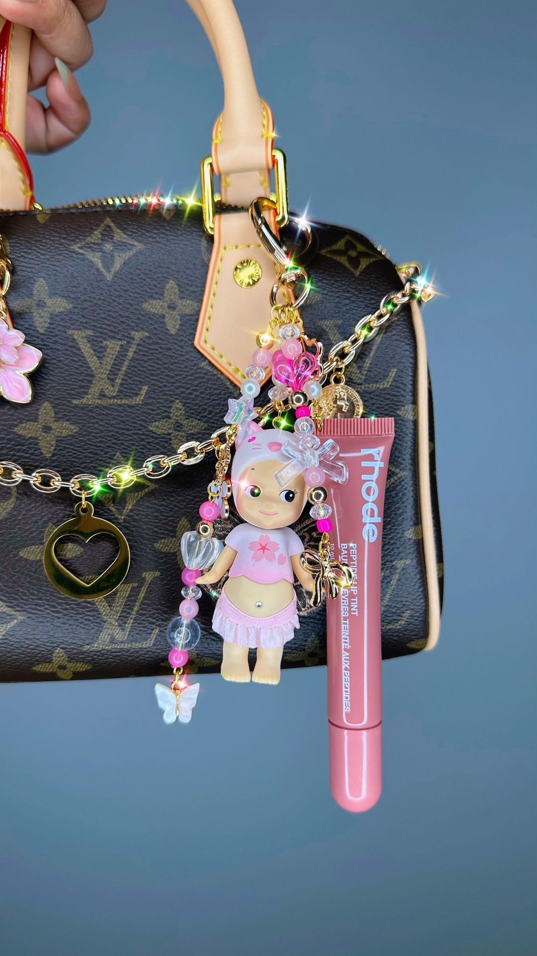 Sonny Angel Bag Charm / Keychain With Rhode Lipgloss
