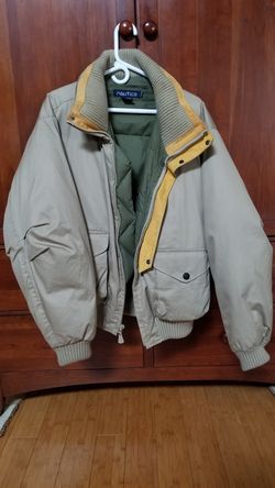 Nautica down jacket XL, leather trim, very warm!