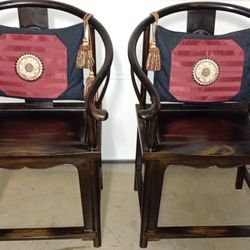 A Set Of Antique Chinese Ming Horseshoe Barrel Back Chairs