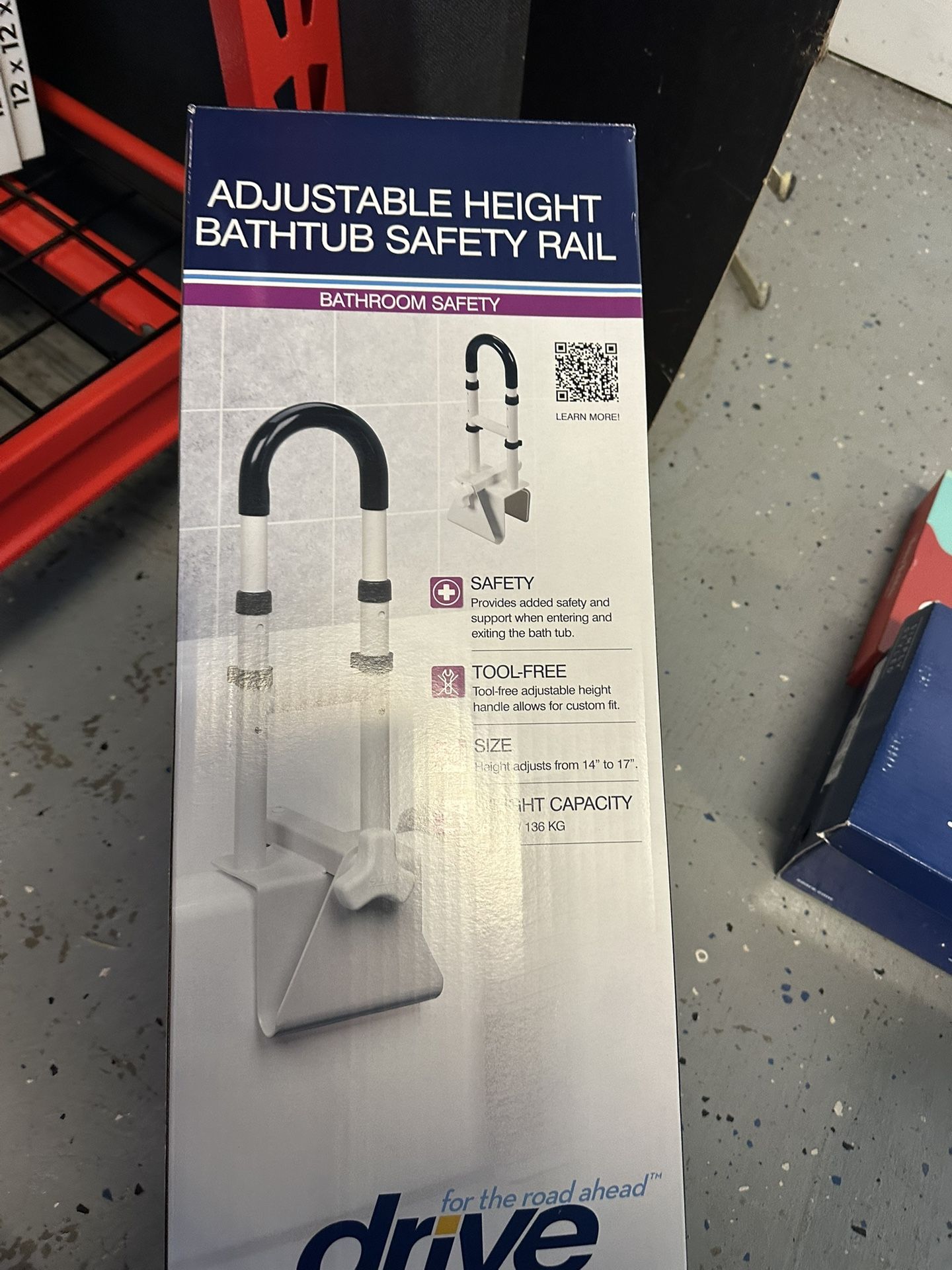 Drive Medical Adjustable Height Bathtub Safety Rail.