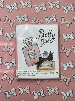 Note Cards  & Envelopes Pink Girl Perfume Diva Stationary Scrapbook Journal 