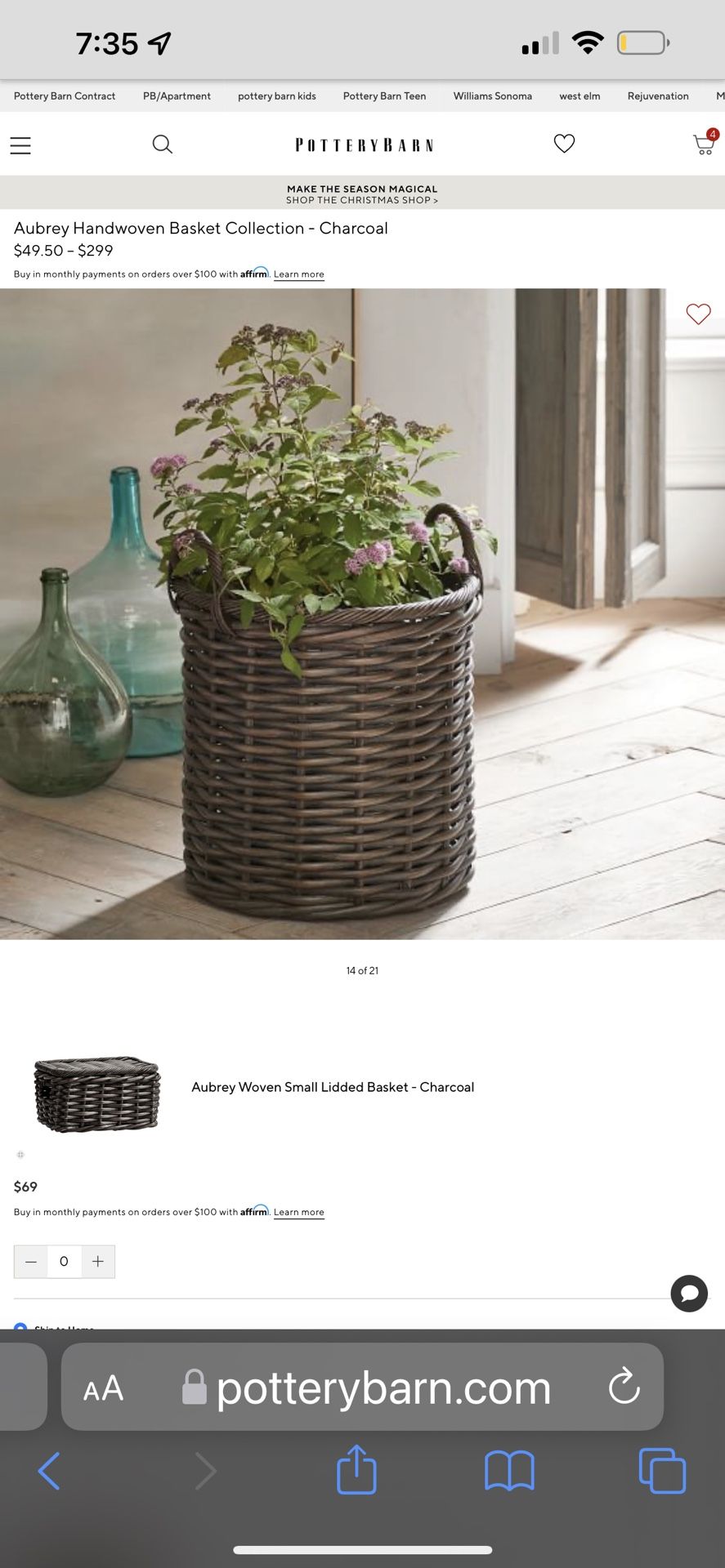 POTTERY BARN Aubrey Basket